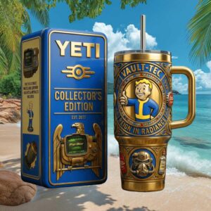 Fallout Vault Tec Collector’s Edition Wasteland Survivor Gold Insulated Tumbler