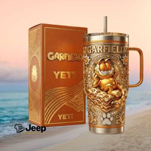 Garfield Born To Be Lazy Gold Edition Yeti Style Insulated Tumbler