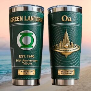 Green Lantern 86th Anniversary Tribute Oa Willpower Leather Wrap Style Tumbler