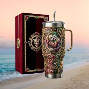 Harley Quinn and Joker Mad Love 3D Jeweled Villain Tumbler
