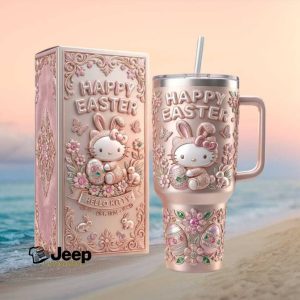 Hello Kitty Happy Easter 3D Embossed Style 40oz Pink Tumbler