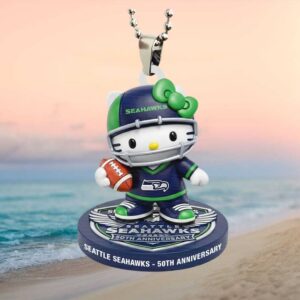 Hello Kitty Seattle Seahawks 50th Anniversary NFL Fan Graphic Ornament
