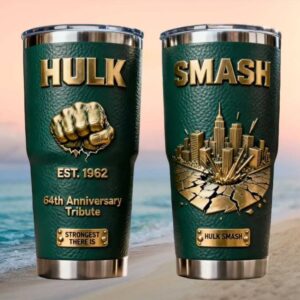 Hulk 64th Anniversary Tribute Leather Tumbler Hulk Smash Strongest There Is
