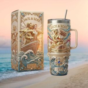Jack and Rose Titanic “I'm Flying” 3D Ocean Wave Luxury Tumbler