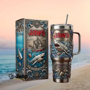 Jaws 50 Years of Terror Anniversary 40oz Tumbler with Handle