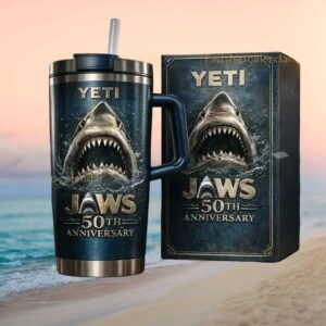 Jaws Movie 50th Anniversary Great White Shark Commemorative Tumbler