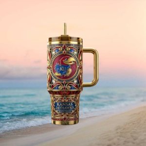 Kansas Jayhawks Rock Chalk NCAA Luxury Filigree 40oz Tumbler with Box