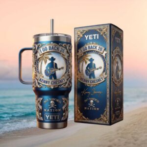 Kenny Chesney I Go Back 26 No Shoes Nation Blue 3D Embossed YETI Tumbler