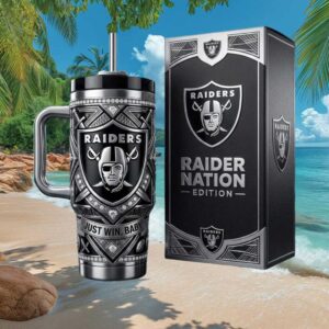 Las Vegas Raiders Raider Nation Just Win Baby Luxury 40oz Stainless Steel Tumbler Las Vegas Raiders Raider Nation Just Win Baby Luxury 40oz Stainless Steel Tumbler