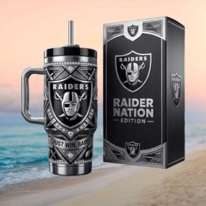 Las Vegas Raiders Raider Nation Just Win Baby Luxury 40oz Stainless Steel Tumbler