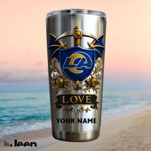 Los Angeles Rams Personalized Love Custom Name 20oz Football Fans Gifts Stainless Steel Insulated Tumbler