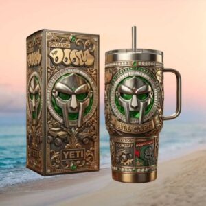 MF DOOM “All Caps” Operation Doomsday Mask Tribute Luxury Engraved Tumbler