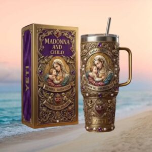 Madonna and Child Religious Ave Maria Gold 40oz Tumbler with Box