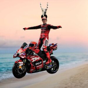 Marc Marquez Standing on Ducati Lenovo MotoGP Bike Victory Car Hanging Ornament