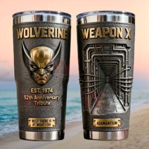 Marvel Wolverine Weapon X 52nd Anniversary Tribute Leather Texture Tumbler