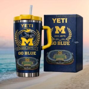 Michigan Wolverines Go Blue YETI Edition 40oz Tumbler Stadium Design