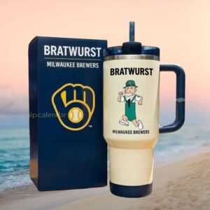 Milwaukee Brewers Bratwurst Racing Sausage 40oz Tumbler with Handle