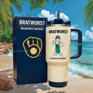 Milwaukee Brewers Bratwurst Racing Sausage 40oz Tumbler with Handle