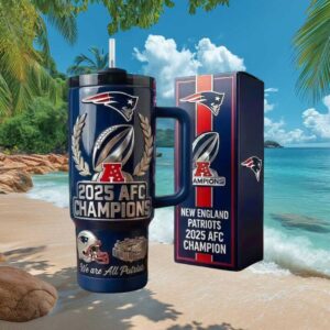 New England Patriots 2025 AFC Champions We Are All Patriots 3D Commemorative Tumbler