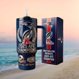 New England Patriots 2025 AFC Champions We Are All Patriots 3D Commemorative Tumbler