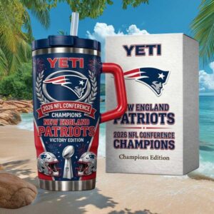New England Patriots 2026 NFL Conference Champions Victory Edition Trophy Tumbler