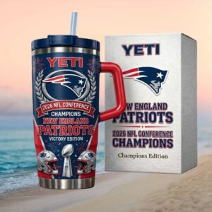 New England Patriots 2026 NFL Conference Champions Victory Edition Trophy Tumbler