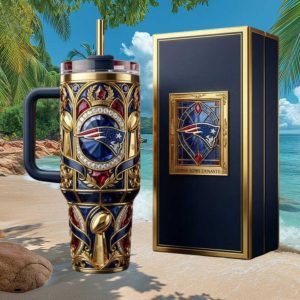 New England Patriots Super Bowl Dynasty Stained Glass Jewel 40oz Tumbler