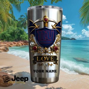 New York Giants Personalized Love Custom Name 20oz Football Fans Gifts Stainless Steel Insulated Tumbler