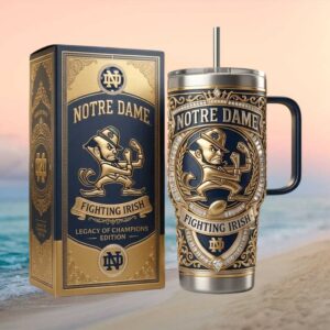 Notre Dame Fighting Irish “Legacy of Champions” 40oz Gold Leaf Embossed Tumbler with Gift Box