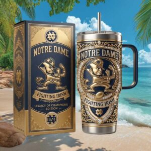 Notre Dame Fighting Irish “Legacy of Champions” 40oz Gold Leaf Embossed Tumbler with Gift Box