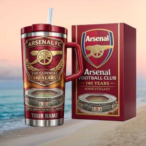 Personalized Arsenal F.C. 140 Years Anniversary “The Gunners” 40oz Custom Tumbler
