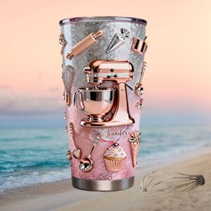 Personalized Baker's Delight Rose Gold Kitchen Mixer Glitter Tumbler