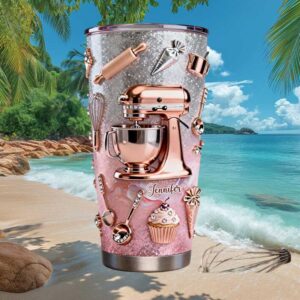 Personalized Baker's Delight Rose Gold Kitchen Mixer Glitter Tumbler