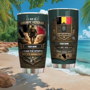 Personalized Belgium Veteran Grumpy Veteran I Can Fix Stupid Tumbler Personalized Belgium Veteran Grumpy Veteran I Can Fix Stupid Tumbler
