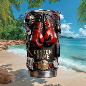 Personalized Boxing Gloves 3D Sculpted Tumbler Custom Name Combat Sports Gift Personalized Boxing Gloves 3D Sculpted Tumbler Custom Name Combat Sports Gift