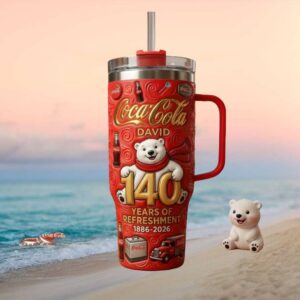Personalized Coca Cola 140 Years of Refreshment Polar Bear Tumbler