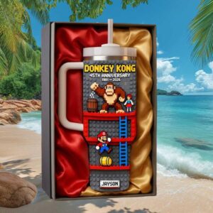 Personalized Donkey Kong 45th Anniversary Retro Pixel Art 40oz Tumbler