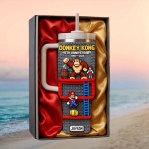 Personalized Donkey Kong 45th Anniversary Retro Pixel Art 40oz Tumbler