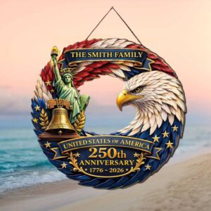 Personalized Eagle & Lady Liberty 250th Anniversary Ornament