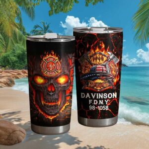 Personalized F.D.N.Y. Firefighter Skull Fire & Rescue Custom Name Tumbler Personalized F.D.N.Y. Firefighter Skull Fire & Rescue Custom Name Tumbler
