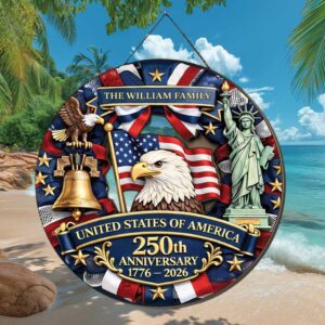 Personalized Family Name USA 250th Anniversary  Hanger  Ornament