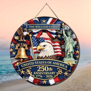 Personalized Family Name USA 250th Anniversary  Hanger  Ornament