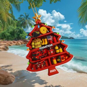 Personalized Firefighter Gear Christmas Tree Shape Ornament