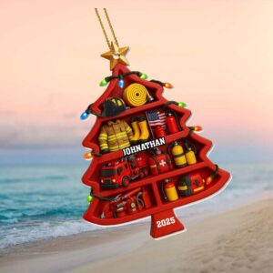 Personalized Firefighter Gear Christmas Tree Shape Ornament