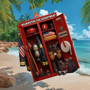 Personalized Firefighter Locker Ornament Custom Name & Fire Department