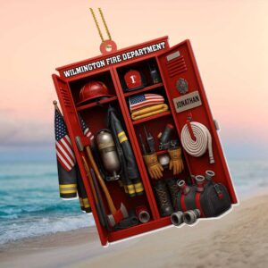 Personalized Firefighter Locker Ornament Custom Name & Fire Department
