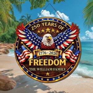 Personalized Freedom Eagle Wall Decor USA 250 Years Anniversary Wooden Ornament