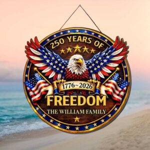 Personalized Freedom Eagle Wall Decor USA 250 Years Anniversary Wooden Ornament