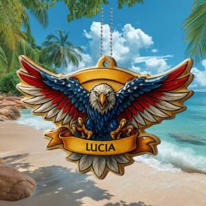Personalized Patriotic American Eagle Wings Custom Name Acrylic Ornament