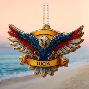 Personalized Patriotic American Eagle Wings Custom Name Acrylic Ornament